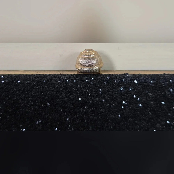Beautiful Vintage Sparkly Black Glitter Clutch Purse Wristlet - Picture 5 of 7